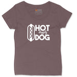 Hot Diggity Dog Ladies Curvy Tee - Sangria Blackout