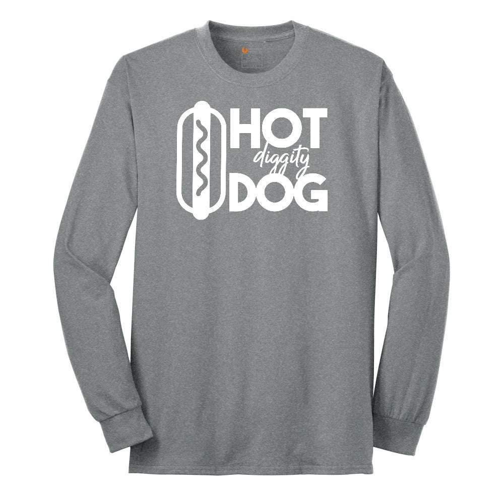Hot Diggity Dog Long Sleeve Tee - Athletic Grey