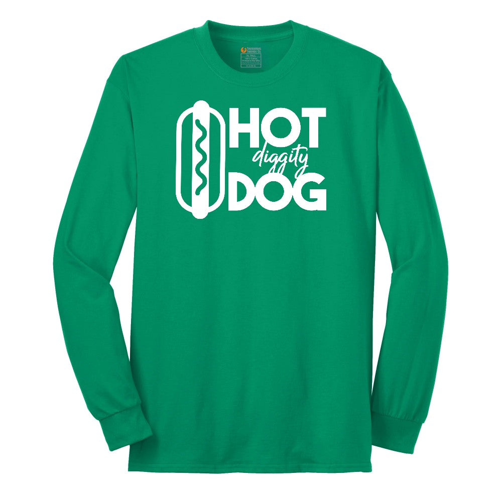 Hot Diggity Dog Long Sleeve Tee - Kelly Green