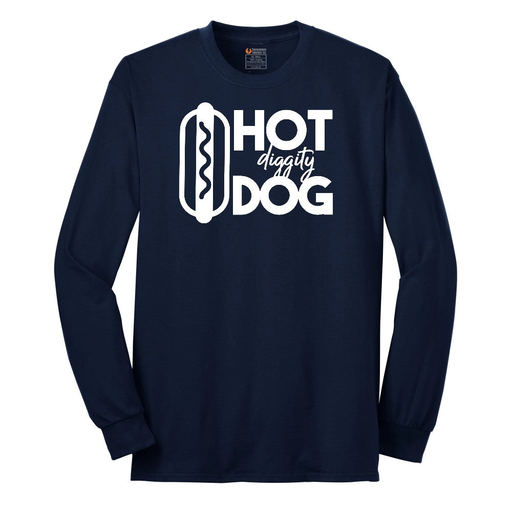 Hot Diggity Dog Long Sleeve Tee - Navy