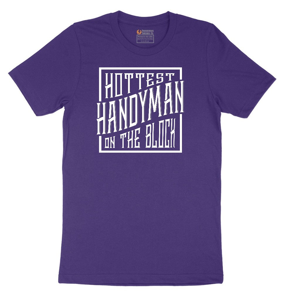 Hottest Handyman on the Block Short Sleeve Tee - Team Purple