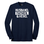 Husband Father Hero Long Sleeve Tee - Navy
