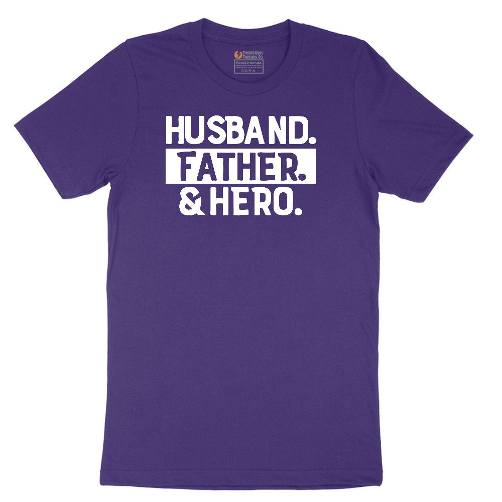 Husband Father Hero Short Sleeve Tee - Team Purple