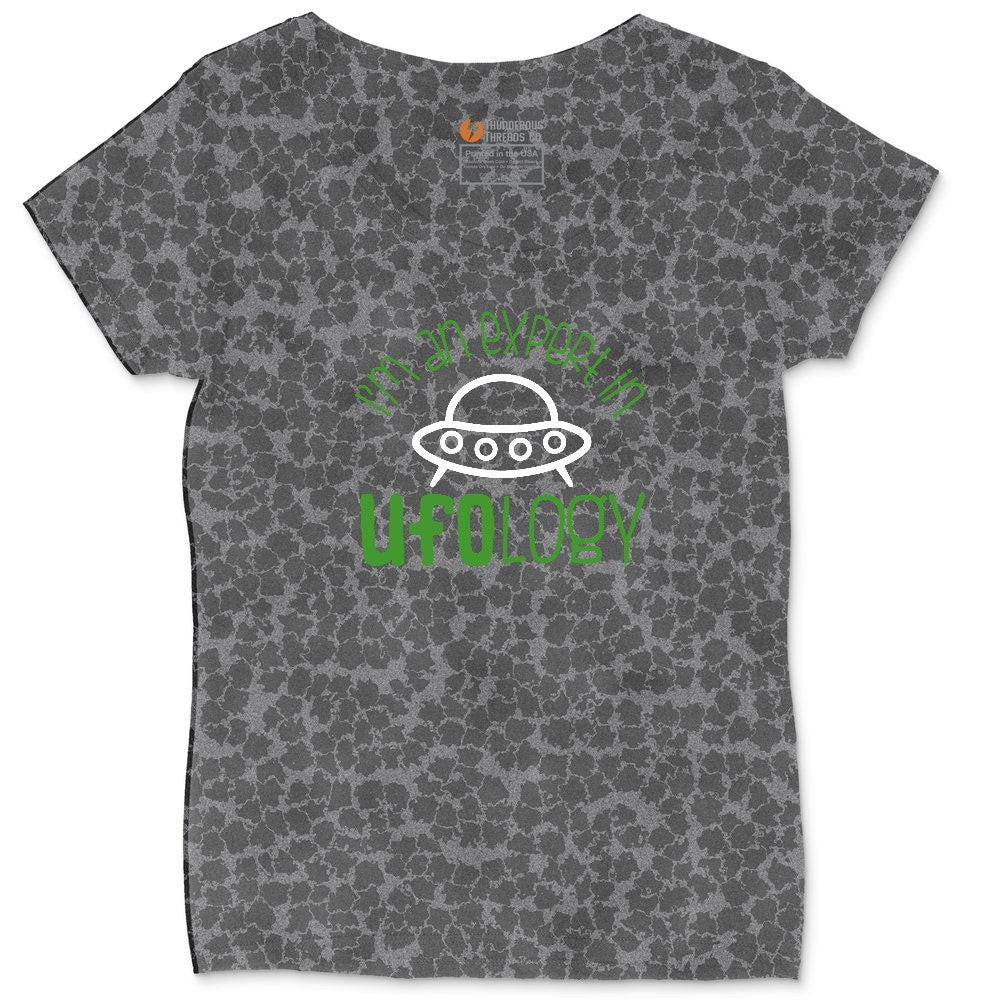 I Am an Expert in UFOology Ladies Curvy Tee - Black Leopard