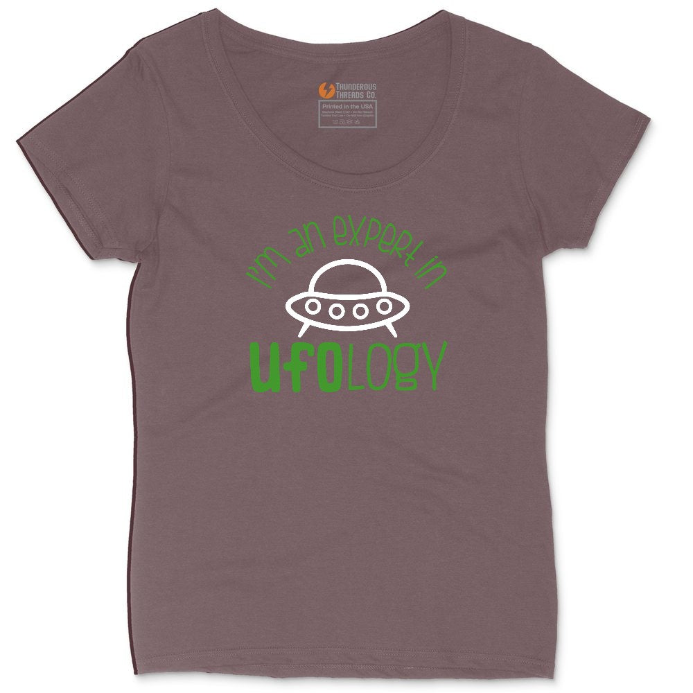 I Am an Expert in UFOology Ladies Curvy Tee - Sangria Blackout