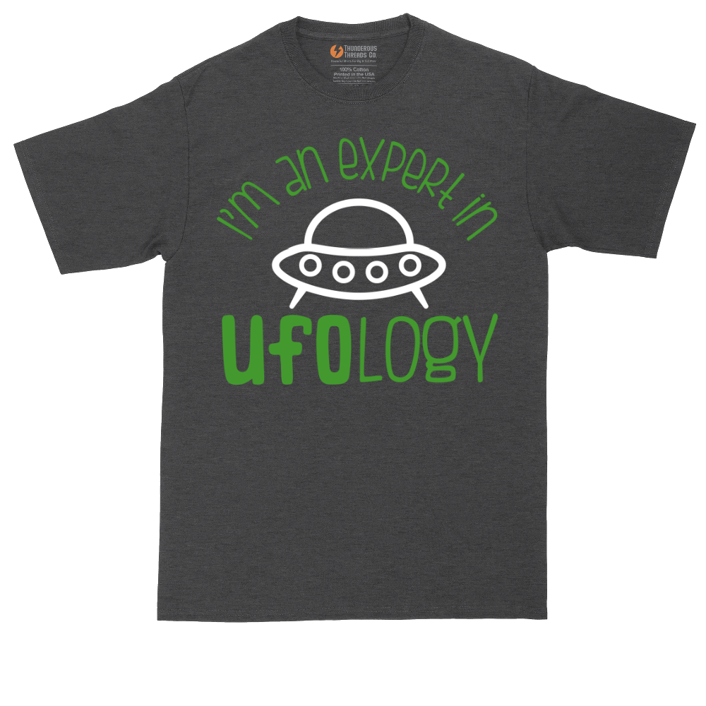 I Am an Expert in UFOology tall t-shirt for men in Dark Heather Grey