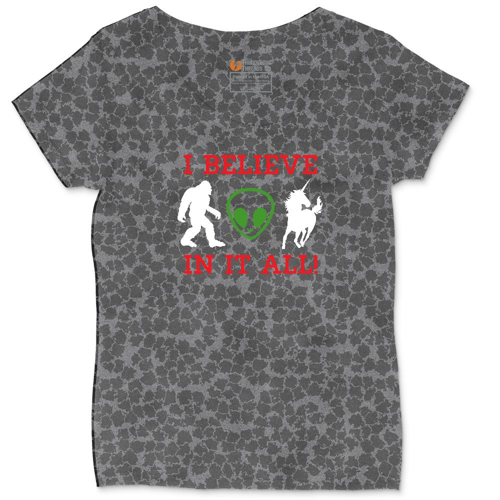 I Believe in It All Ladies Curvy Tee - Black Leopard
