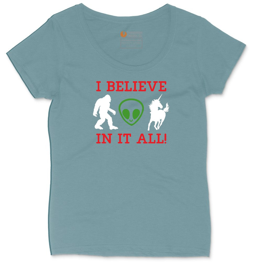 I Believe in It All Ladies Curvy Tee - Surf Blackout