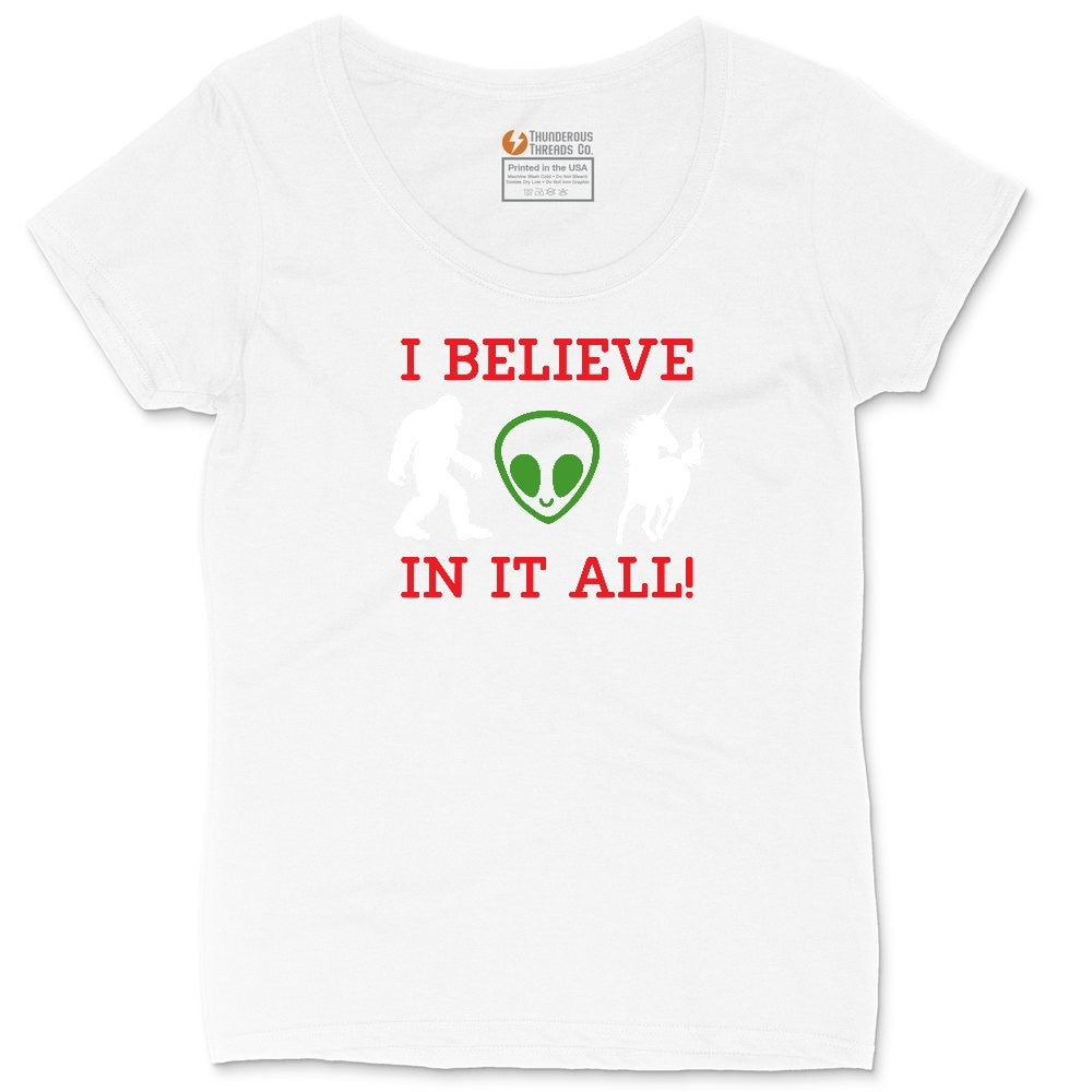 I Believe in It All Ladies Curvy Tee - White