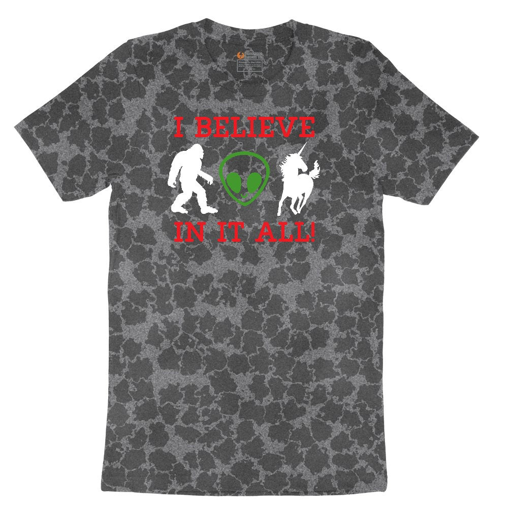 I Believe in It All Ladies Short Sleeve Tee - Black Leopard