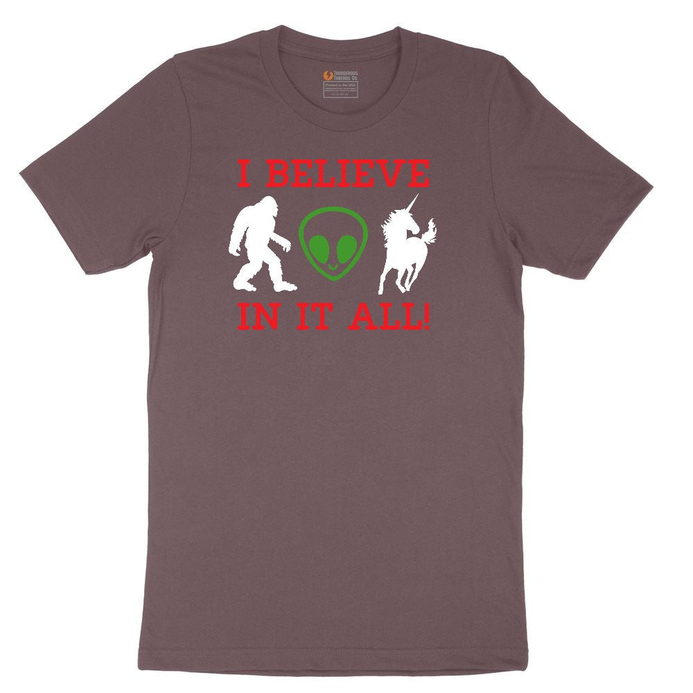 I Believe in It All Ladies Short Sleeve Tee - Sangria Blackout
