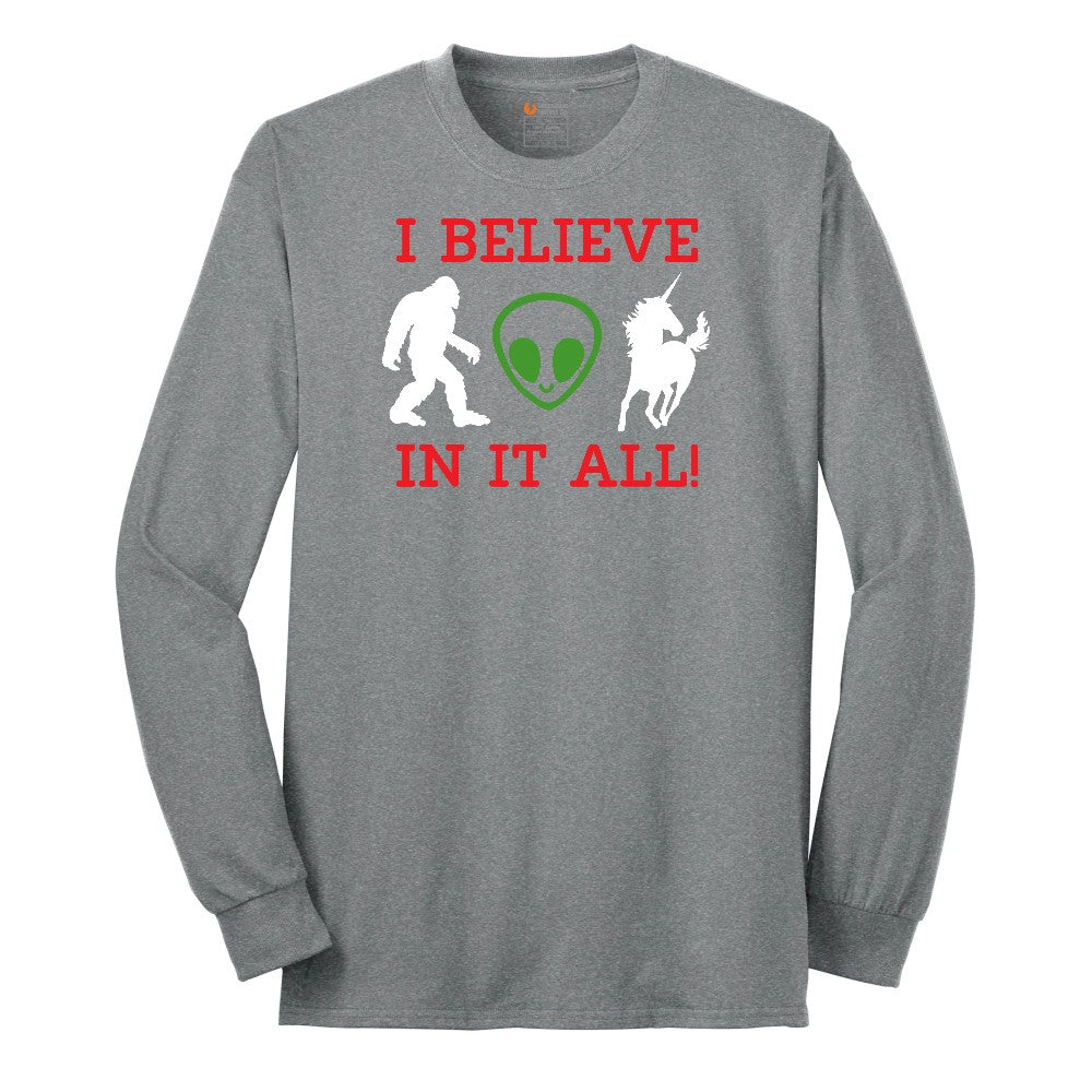 I Believe in It All Long Sleeve Tee - Athletic Grey