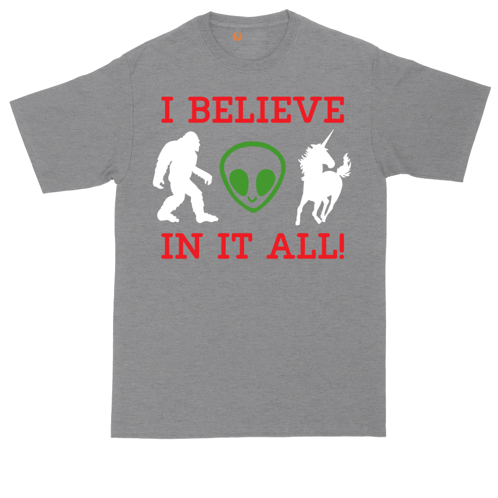 I Believe in It All tall t-shirt for men in Athletic Heather