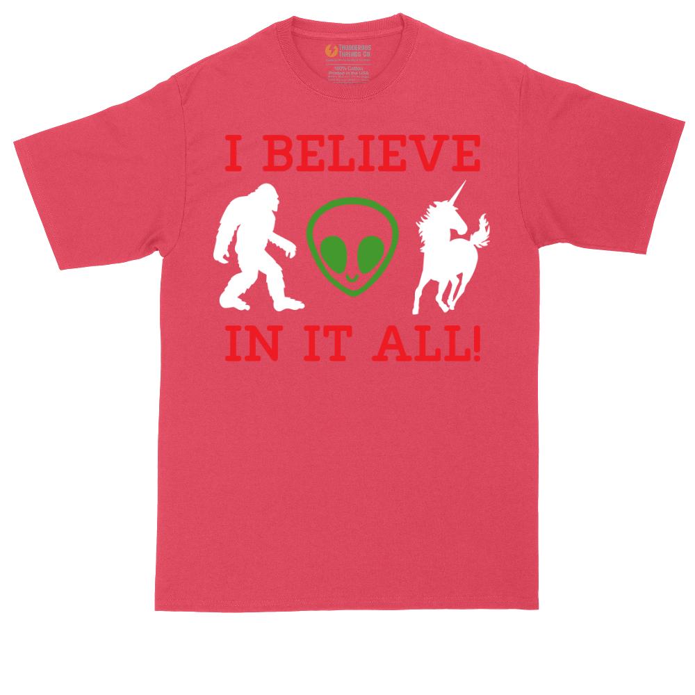 I Believe in It All tall t-shirt for men in Heather Red