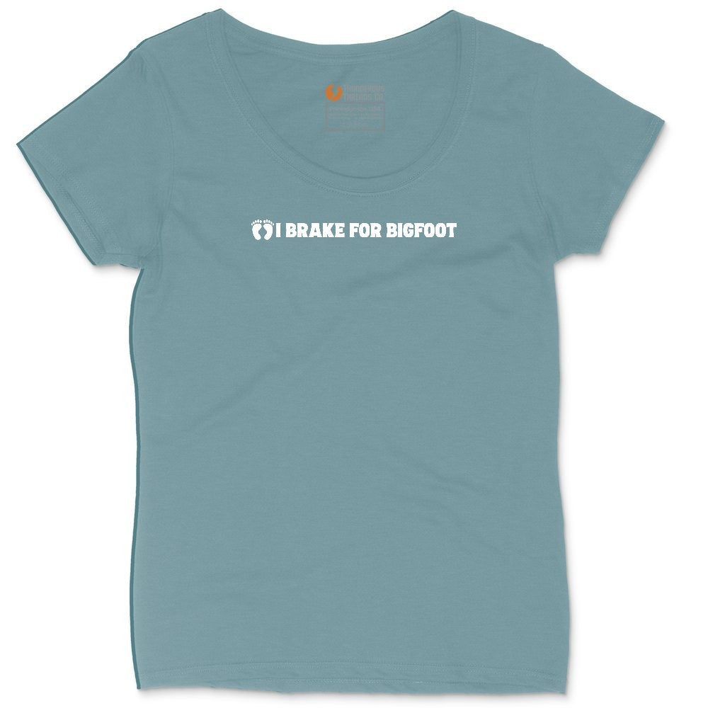 I Brake for Bigfoot Ladies Curvy Tee - Surf Blackout