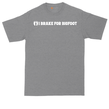 I Brake for Bigfoot tall t-shirt for men in Heather Navy