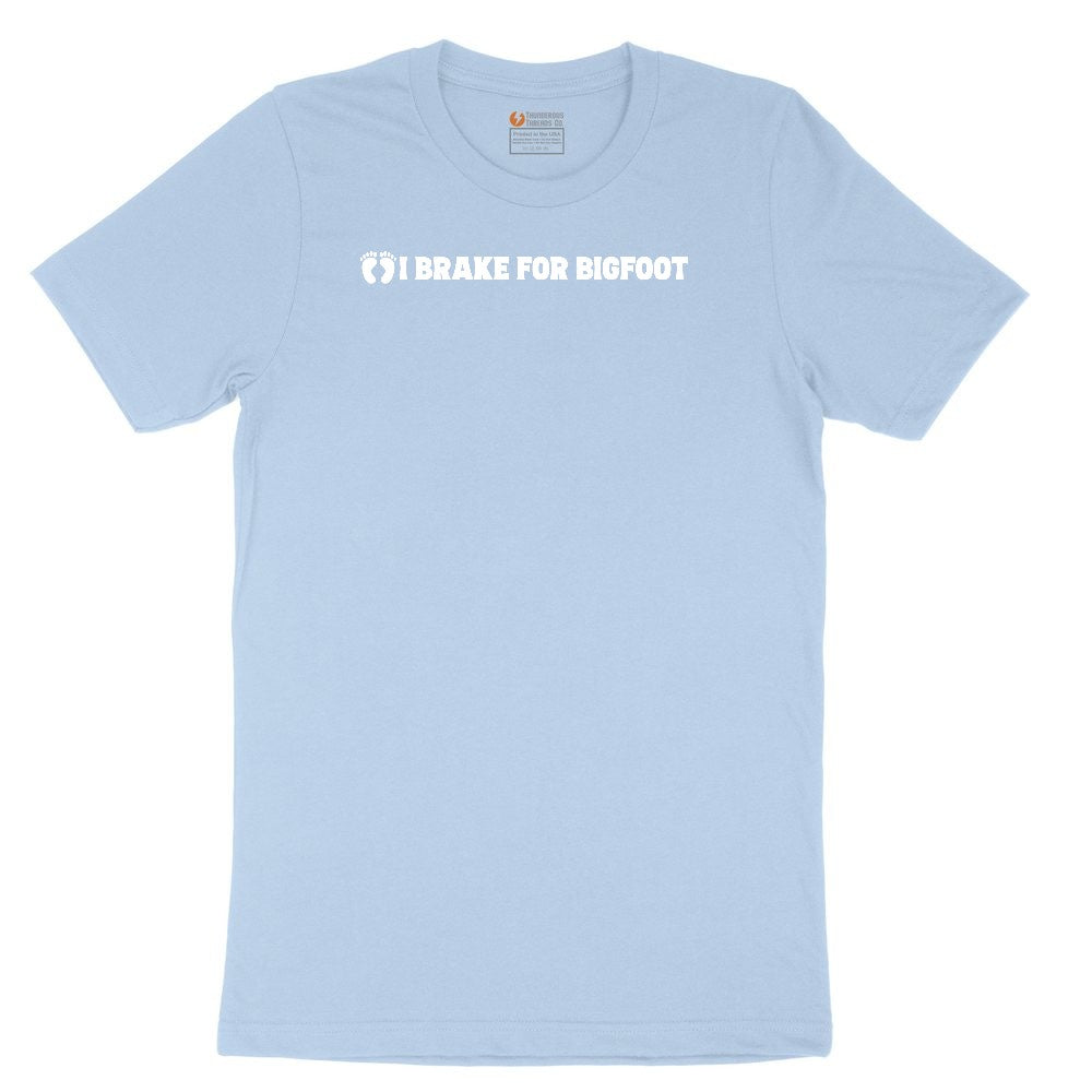I Brake for Bigfoot Youth Short Sleeve Tee - Light Blue