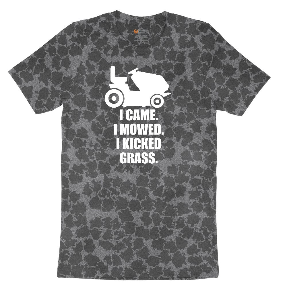 I Came I Mowed I Kicked Grass Ladies Short Sleeve Tee - Black Leopard