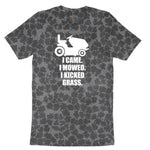 I Came I Mowed I Kicked Grass Ladies Short Sleeve Tee - Black Leopard