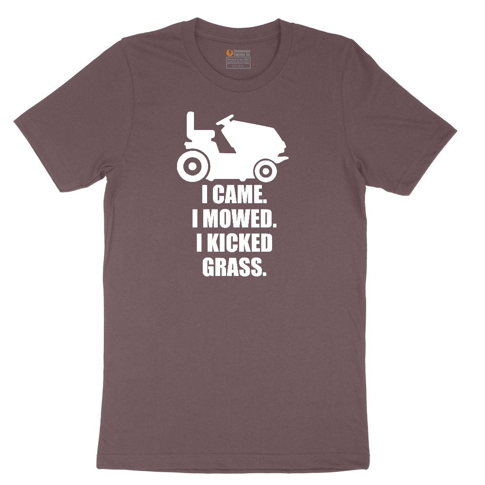 I Came I Mowed I Kicked Grass Ladies Short Sleeve Tee - Sangria Blackout