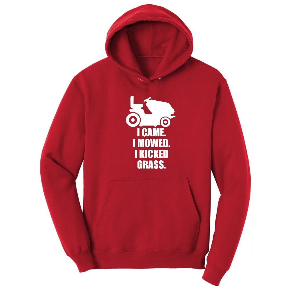 I Came I Mowed I Kicked Grass Hoodie - Red