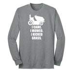 I Came I Mowed I Kicked Grass Long Sleeve Tee - Athletic Grey