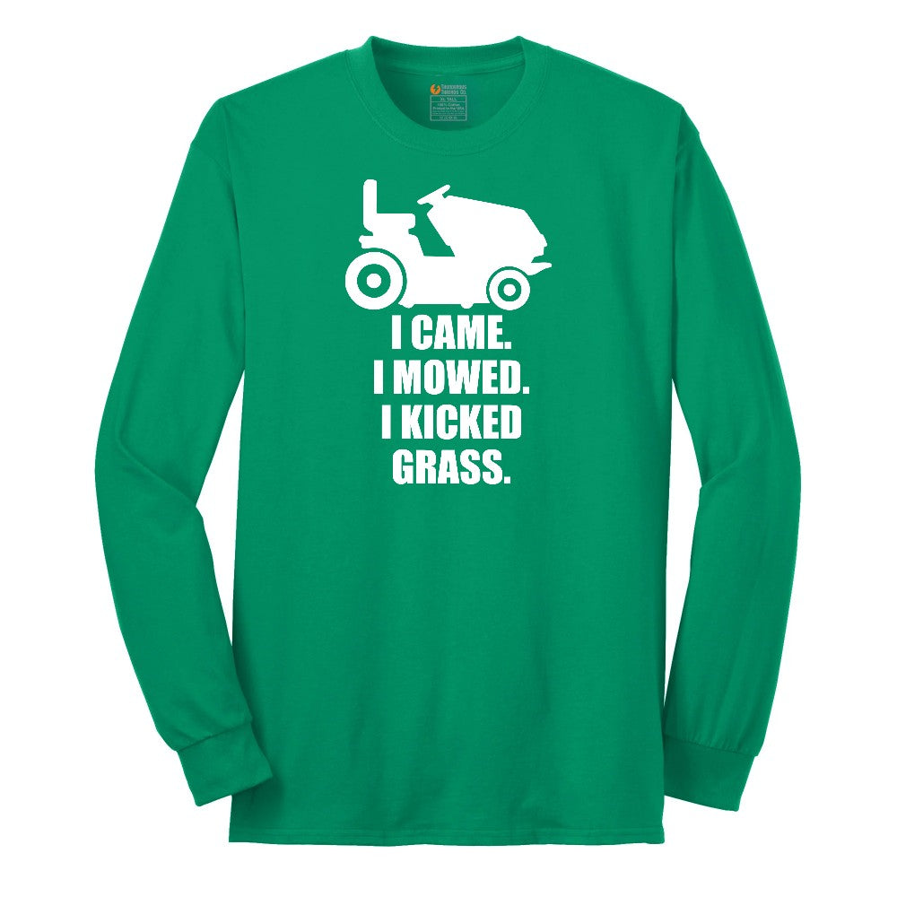 I Came I Mowed I Kicked Grass Long Sleeve Tee - Kelly Green
