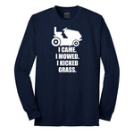 I Came I Mowed I Kicked Grass Long Sleeve Tee - Navy