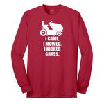 I Came I Mowed I Kicked Grass Long Sleeve Tee - Red