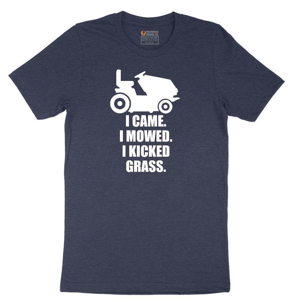 I Came I Mowed I Kicked Grass Short Sleeve Tee - Heather Navy