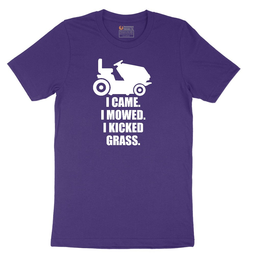 I Came I Mowed I Kicked Grass Short Sleeve Tee - Team Purple