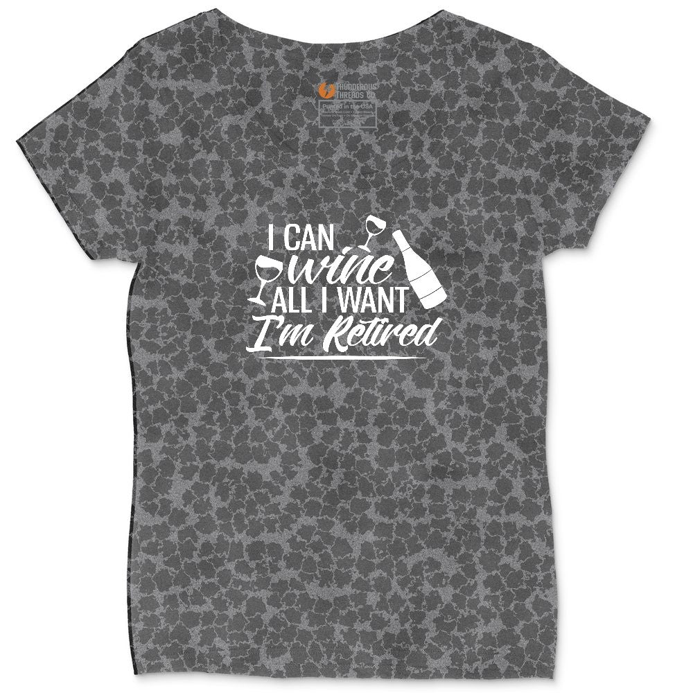 I Can Wine All I Want I'm Retired Ladies Curvy Tee - Black Leopard