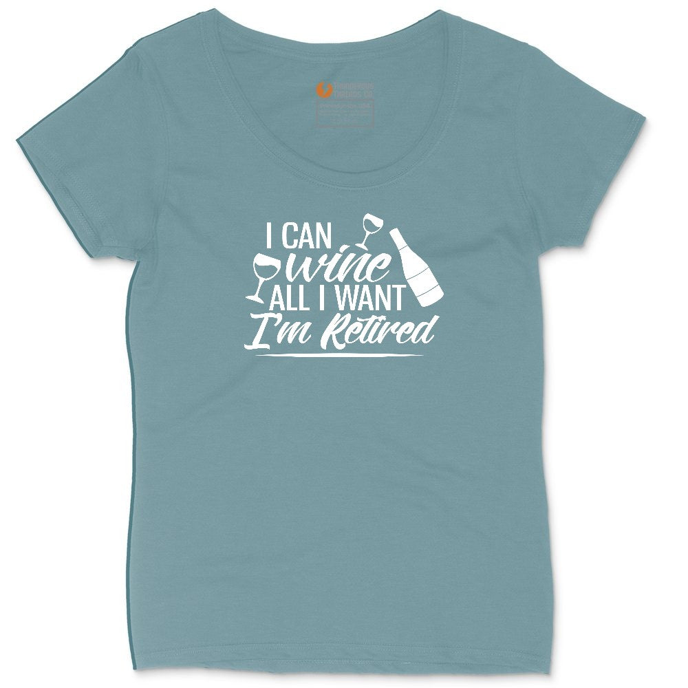 I Can Wine All I Want I'm Retired Ladies Curvy Tee - Surf Blackout
