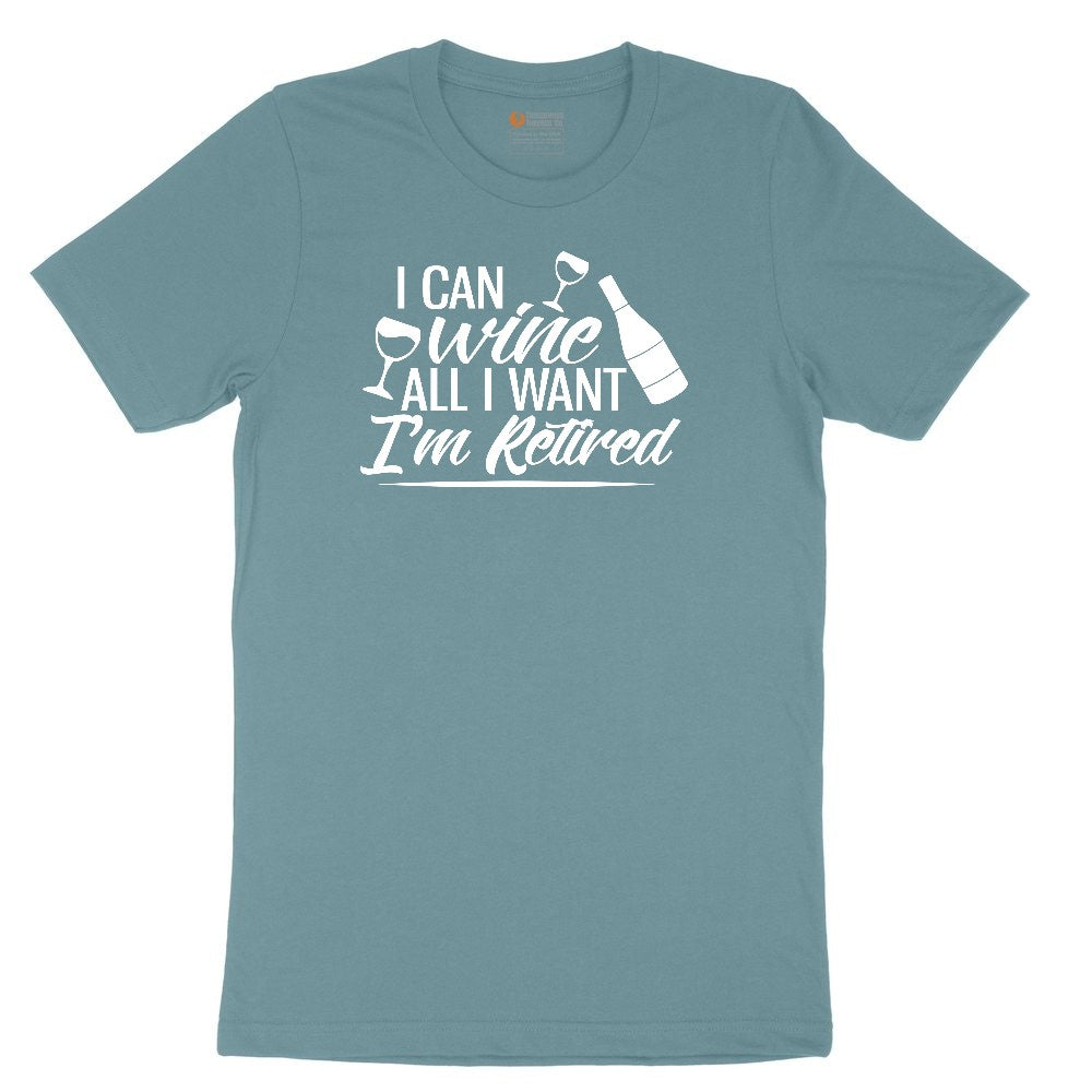 I Can Wine All I Want I'm Retired Ladies Short Sleeve Tee - Surf Blackout