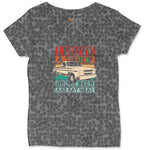 I Drive a Truck Drink Beer and Eat Meat Ladies Curvy Tee - Black Leopard