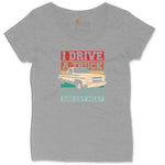 I Drive a Truck Drink Beer and Eat Meat Ladies Curvy Tee - Granite Heather