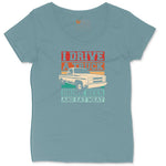I Drive a Truck Drink Beer and Eat Meat Ladies Curvy Tee - Surf Blackout