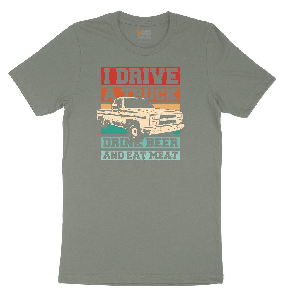 I Drive a Truck Drink Beer and Eat Meat Ladies Short Sleeve Tee - Bamboo Blackout