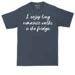 I Enjoy Long Romantic Walks to the Fridge tall t-shirt for men in Heather Navy