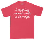 I Enjoy Long Romantic Walks to the Fridge tall t-shirt for men in Heather Red
