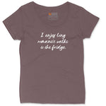I Enjoy Long Romantic Walks to the Fridge Ladies Curvy Tee - Sangria Blackout
