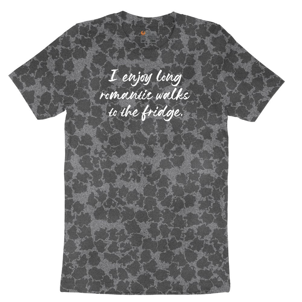 I Enjoy Long Romantic Walks to the Fridge Ladies Short Sleeve Tee - Black Leopard