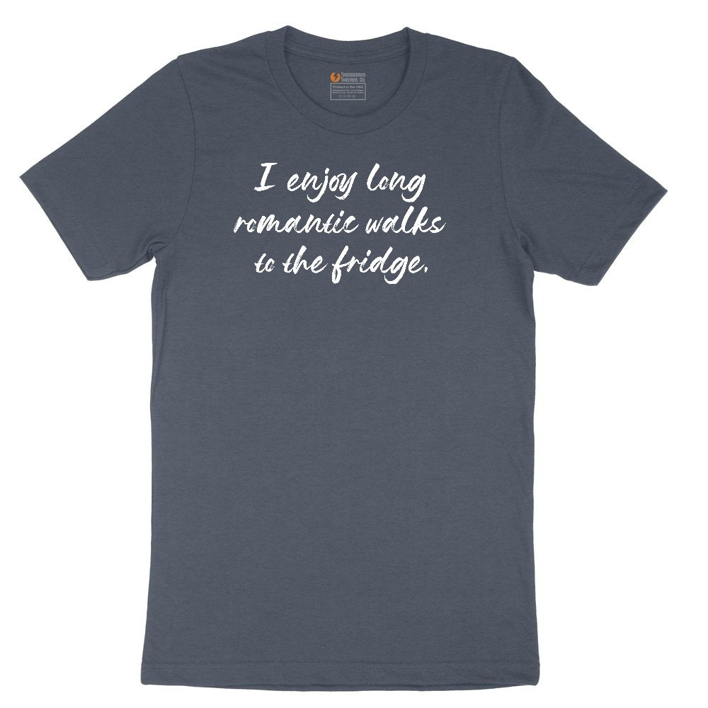 I Enjoy Long Romantic Walks to the Fridge Youth Short Sleeve Tee - Heather Navy
