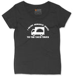 I Enjoy Romantic Walks to the Taco Truck Ladies Curvy Tee - Black