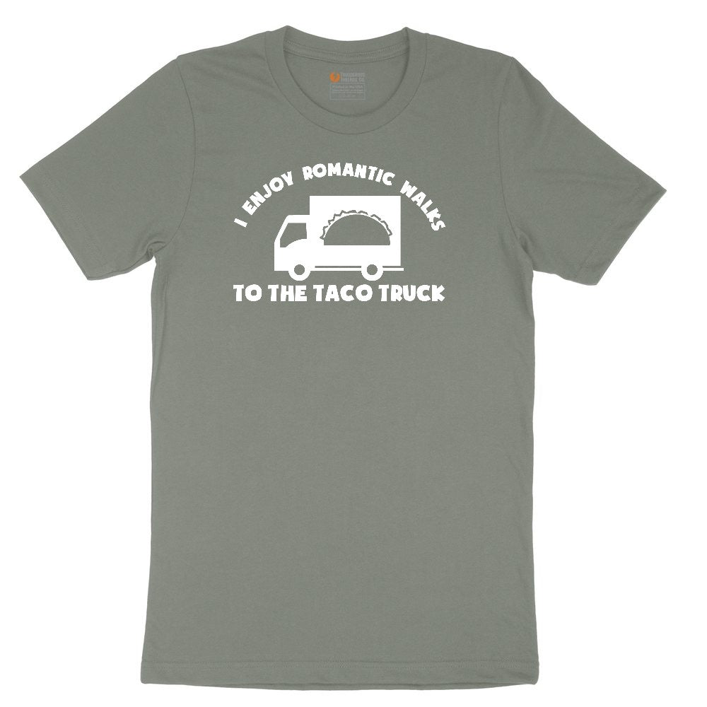 I Enjoy Romantic Walks to the Taco Truck Ladies Short Sleeve Tee - Bamboo Blackout