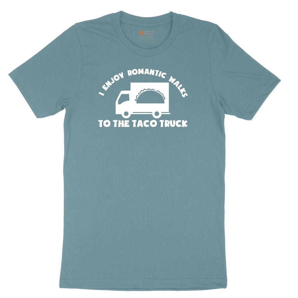 I Enjoy Romantic Walks to the Taco Truck Ladies Short Sleeve Tee - Surf Blackout