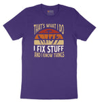 I Fix Stuff and I Know Things Short Sleeve Tee - Team Purple