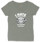 I Hate Morning People Cat Design Ladies Curvy Tee - Bamboo Blackout