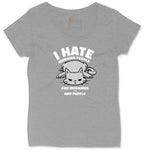 I Hate Morning People Cat Design Ladies Curvy Tee - Granite Heather