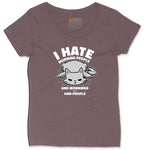 I Hate Morning People Cat Design Ladies Curvy Tee - Sangria Blackout